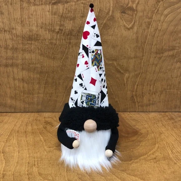 Royal Flush Gnome Poker Cards Gambler Diamonds Clubs Red Black White Sunglasses - Picture 7 of 9